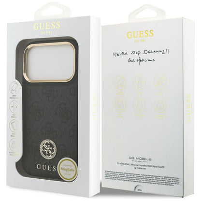 MagSafe Hülle für Apple iPhone 17 Pro, Guess, 4G Strass Logo, Schwarz