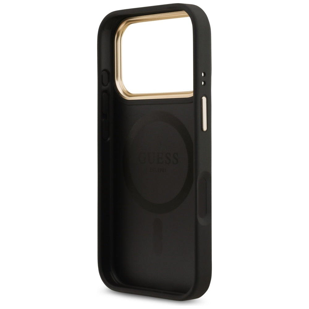 MagSafe Hülle für Apple iPhone 17 Pro, Guess, 4G Strass Logo, Schwarz