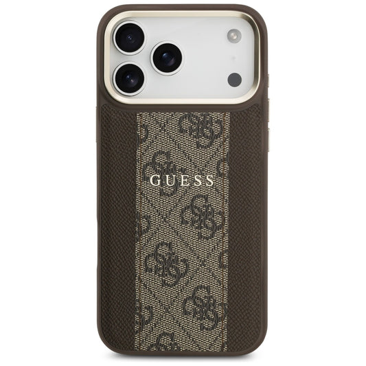 MagSafe hoesje voor Apple iPhone 17 Pro, Guess, 4G Stripe, Bruin