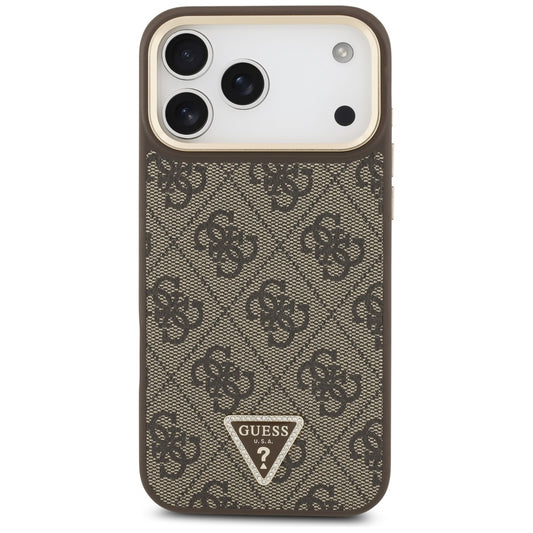 MagSafe hoesje voor Apple iPhone 17 Pro, Guess, 4G Triangle Logo, Goudbruin