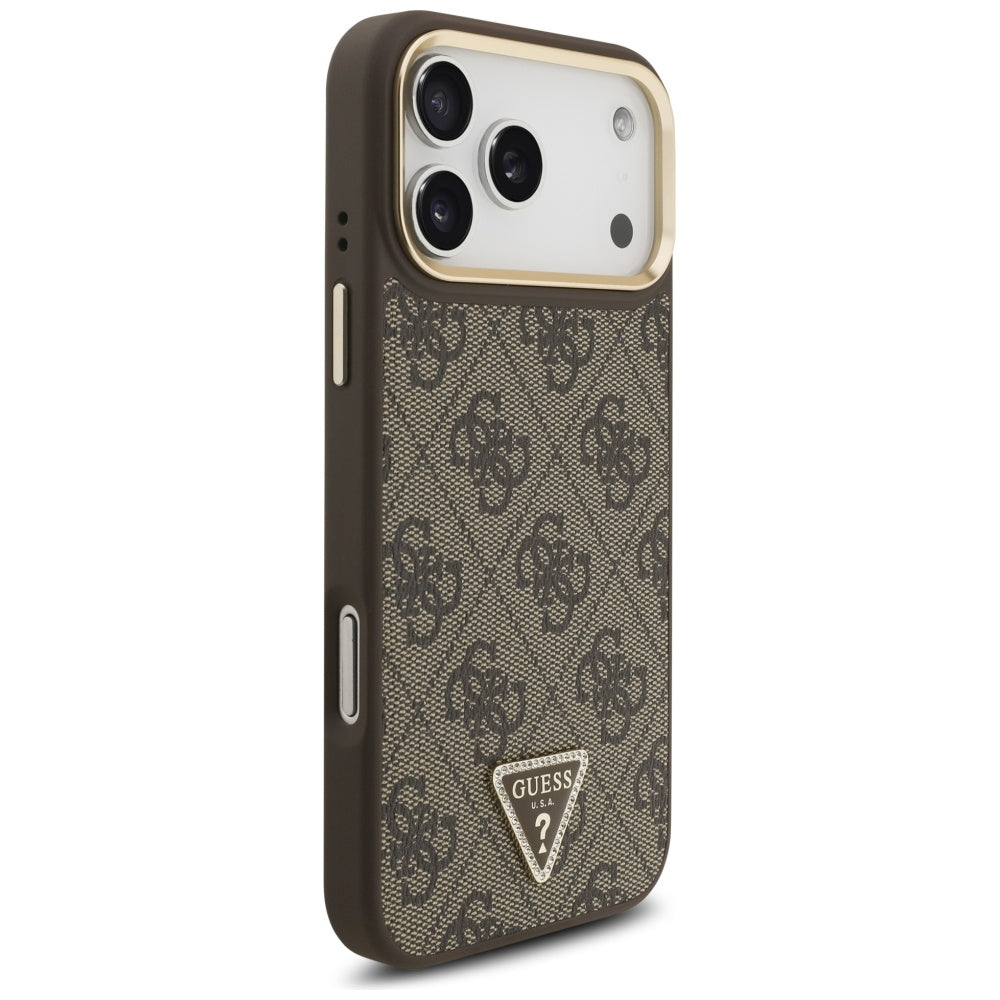MagSafe hoesje voor Apple iPhone 17 Pro, Guess, 4G Triangle Logo, Goudbruin