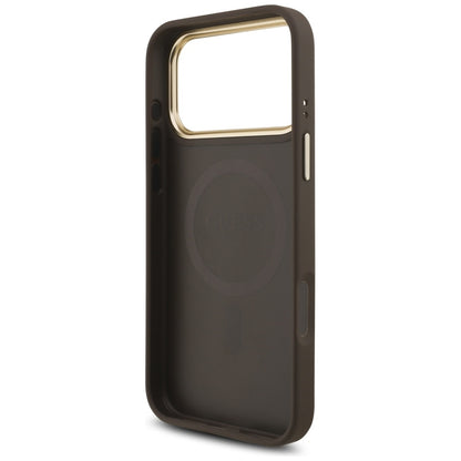MagSafe hoesje voor Apple iPhone 17 Pro, Guess, 4G Triangle Logo, Goudbruin