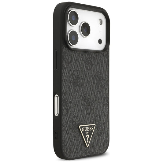 Housse MagSafe pour Apple iPhone 17 Pro, Guess, logo Triangle 4G avec lanière, Noire