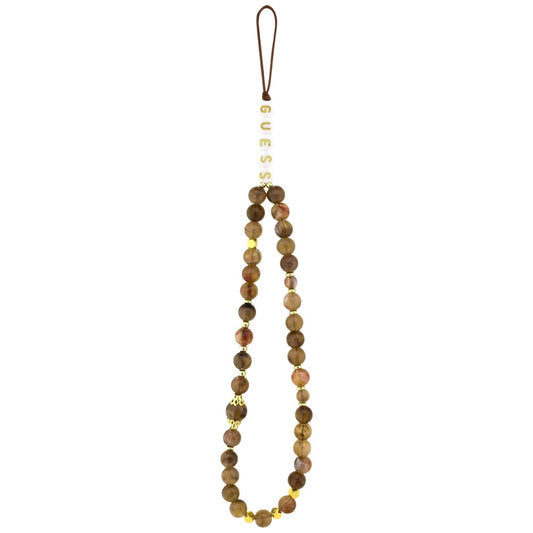 MagSafe hoesje voor Apple iPhone 17 Pro, Guess, 4G Triangle Logo met Parelband, Bruin