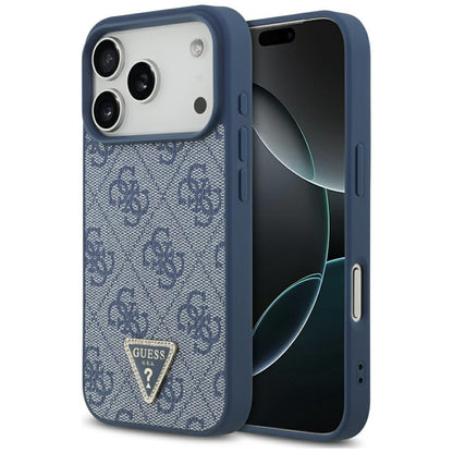 MagSafe Hülle für Apple iPhone 17 Pro, Guess, 4G Triangle Strass, Blau