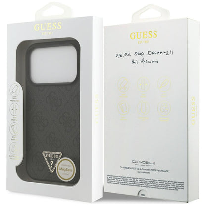 Étui MagSafe pour Apple iPhone 17 Pro, Guess, 4G Triangle Strass, Noir