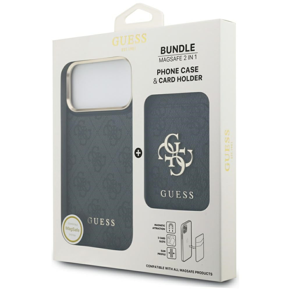 Étui MagSafe pour Apple iPhone 17 Pro, Guess, Emplacement pour carte 4G, Noir