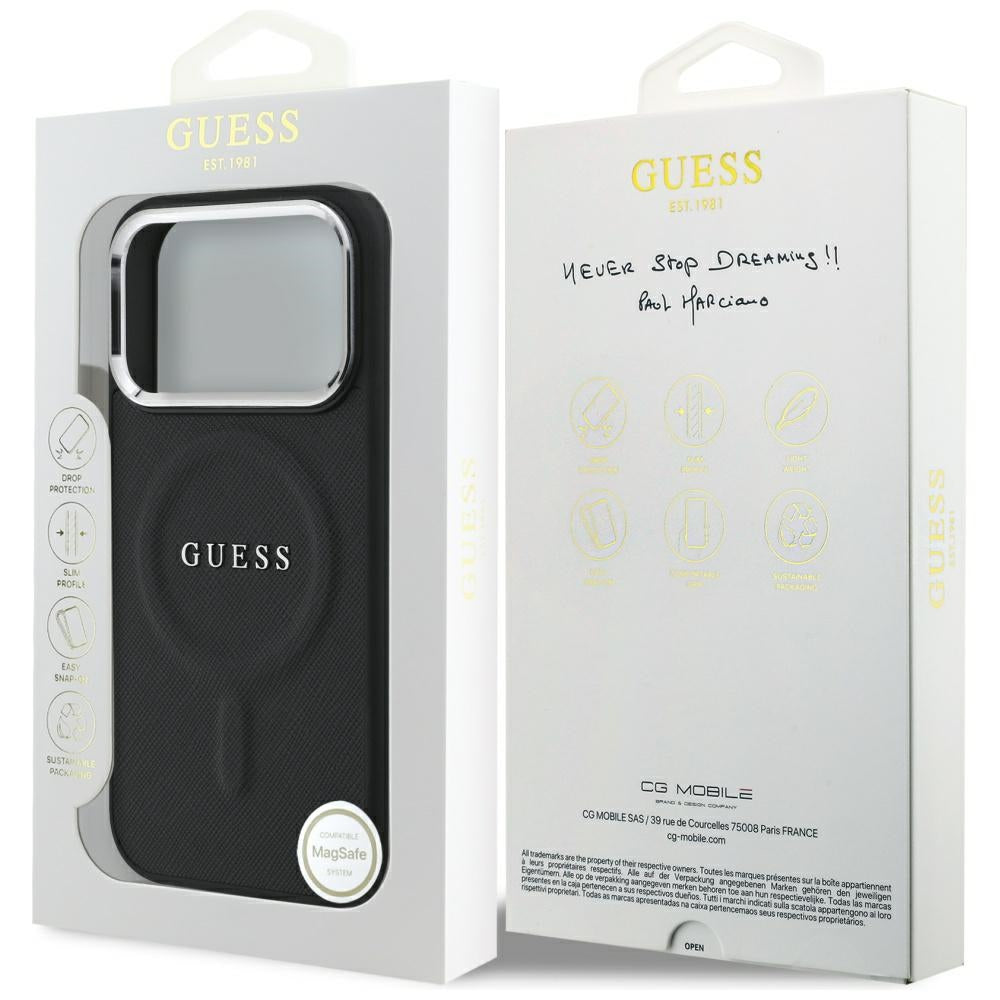 MagSafe hoesje voor Apple iPhone 17 Pro, Guess, Classic Logo, Zwart