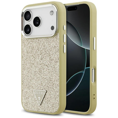 MagSafe hoesje voor Apple iPhone 17 Pro, Guess, Glitter Triangle Logo, Goud