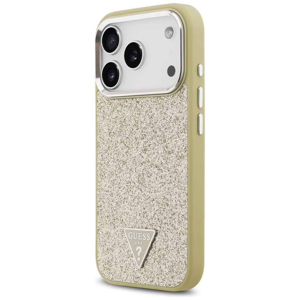 MagSafe hoesje voor Apple iPhone 17 Pro, Guess, Glitter Triangle Logo, Goud