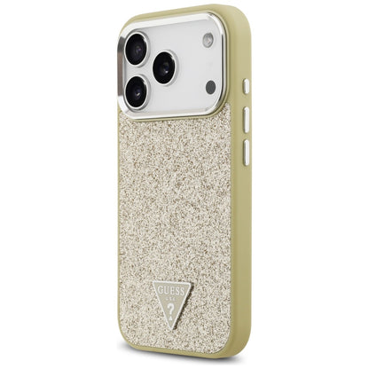 MagSafe hoesje voor Apple iPhone 17 Pro, Guess, Glitter Triangle Logo, Goud