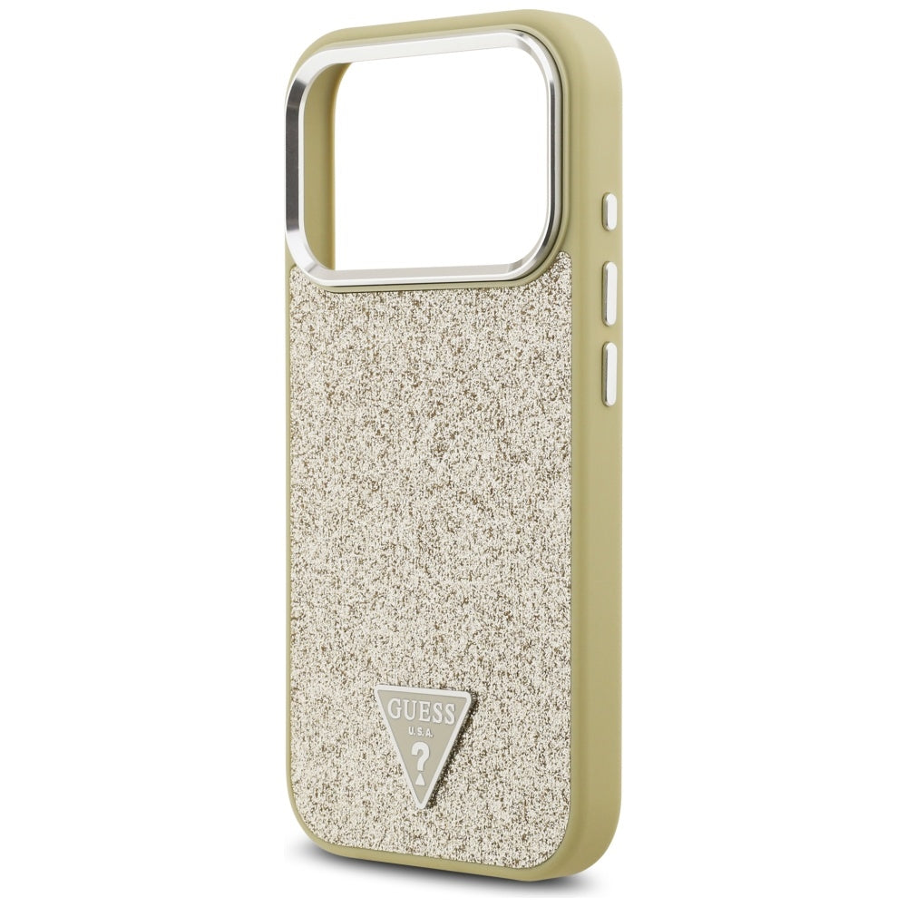 MagSafe hoesje voor Apple iPhone 17 Pro, Guess, Glitter Triangle Logo, Goud