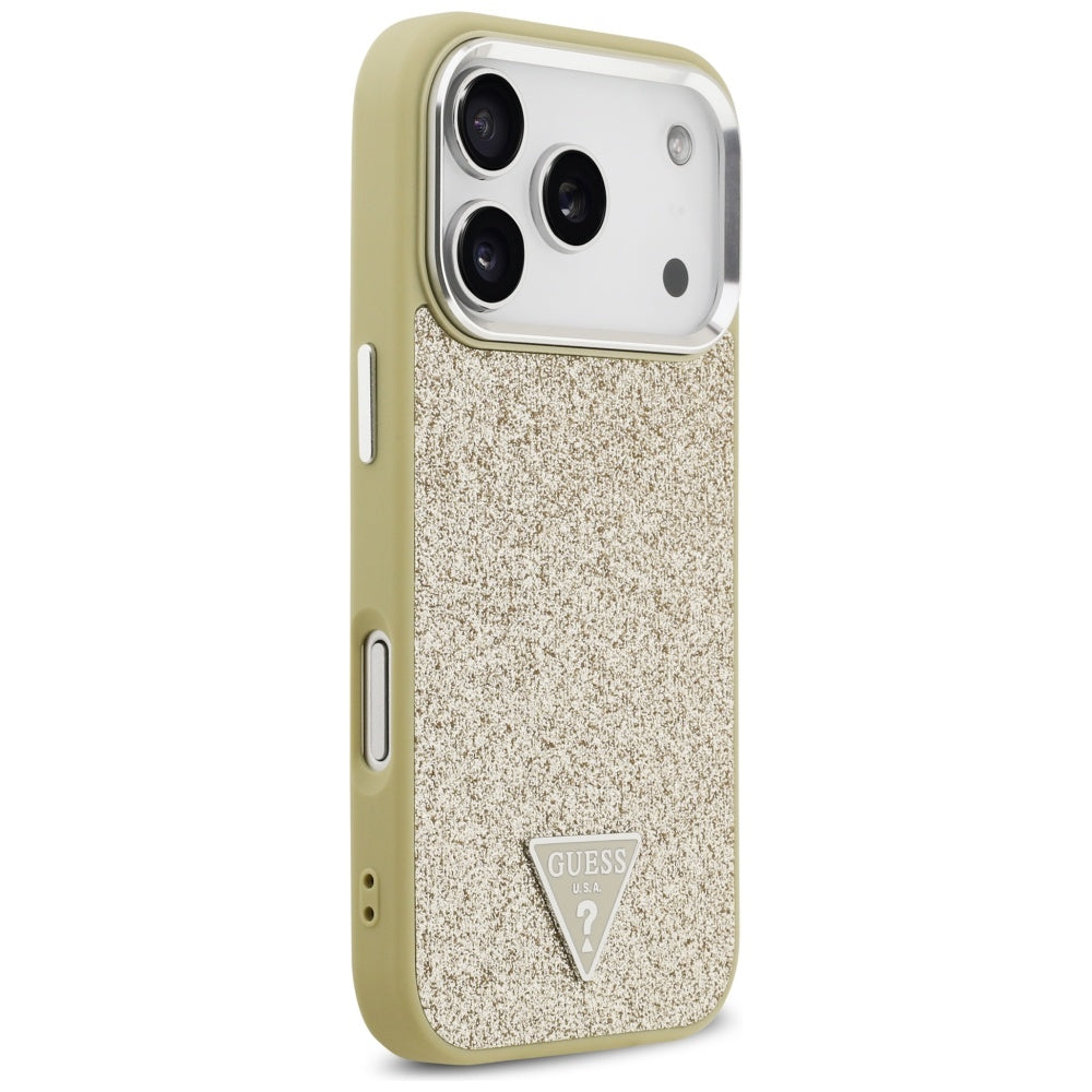 MagSafe hoesje voor Apple iPhone 17 Pro, Guess, Glitter Triangle Logo, Goud