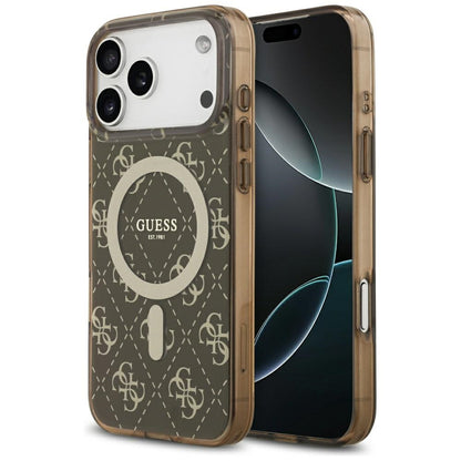 Étui MagSafe pour Apple iPhone 17 Pro, Guess, IML 4G Background, Marron