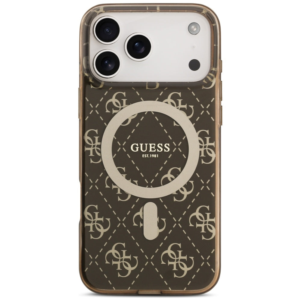 Étui MagSafe pour Apple iPhone 17 Pro, Guess, IML 4G Background, Marron