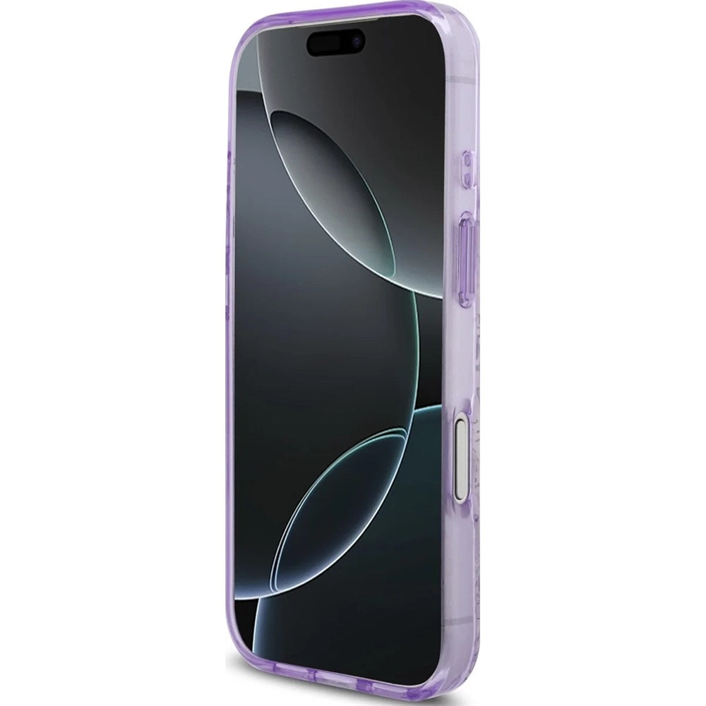 Étui MagSafe pour Apple iPhone 17 Pro, Guess, IML Flower & Tonal Circle, Mauve