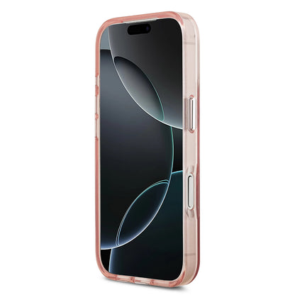 Coque MagSafe pour Apple iPhone 17 Pro, Guess, logo triangle dégradé IML, Rose