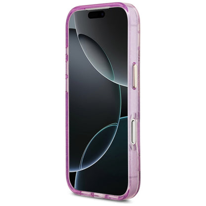 MagSafe hoesje voor Apple iPhone 17 Pro, Guess, IML Metal Glitter Flowers Triangle, Paars