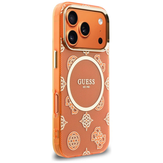 MagSafe hoesje voor Apple iPhone 17 Pro, Guess, IML Peony Dot, Oranje