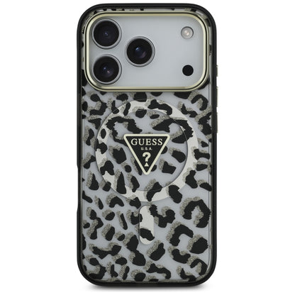 MagSafe Case for Apple iPhone 17 Pro, Guess, Leopard Glitter, Black