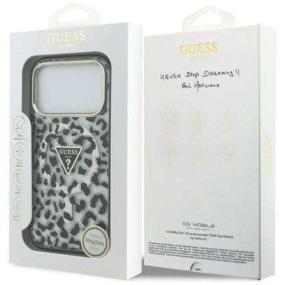 MagSafe Case for Apple iPhone 17 Pro, Guess, Leopard Glitter, Black