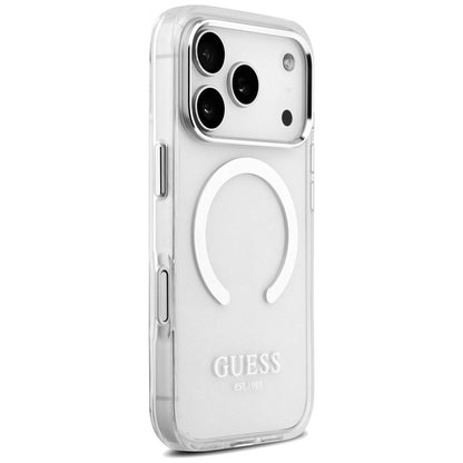 MagSafe Case for Apple iPhone 17 Pro, Guess, Metal Outline, Silver