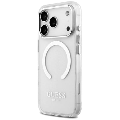 MagSafe Case for Apple iPhone 17 Pro, Guess, Metal Outline, Silver