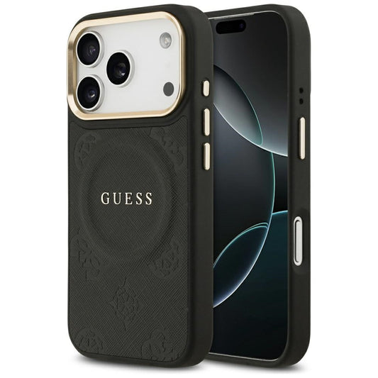MagSafe hoesje voor Apple iPhone 17 Pro, Guess, Peony Hot Stamp, Zwart