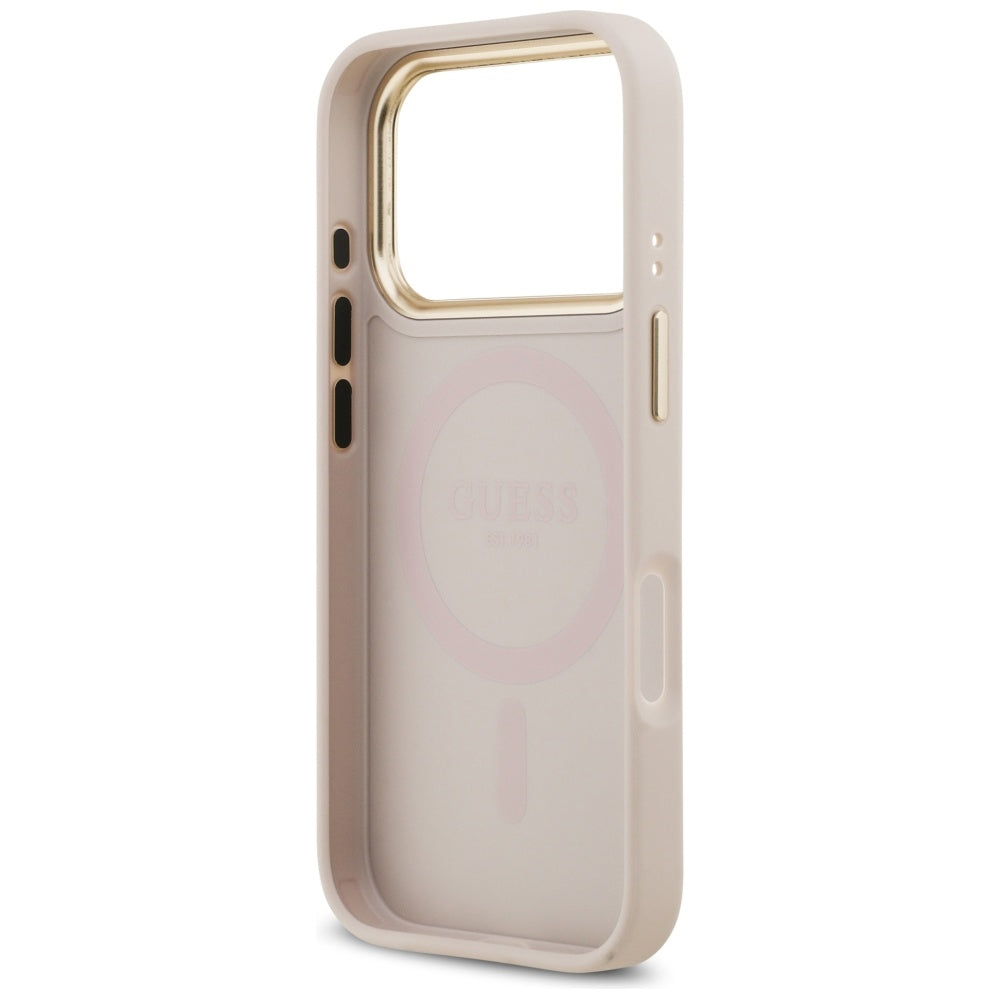 MagSafe Hülle für Apple iPhone 17 Pro, Guess, Peony Hot Stamp, Rosa