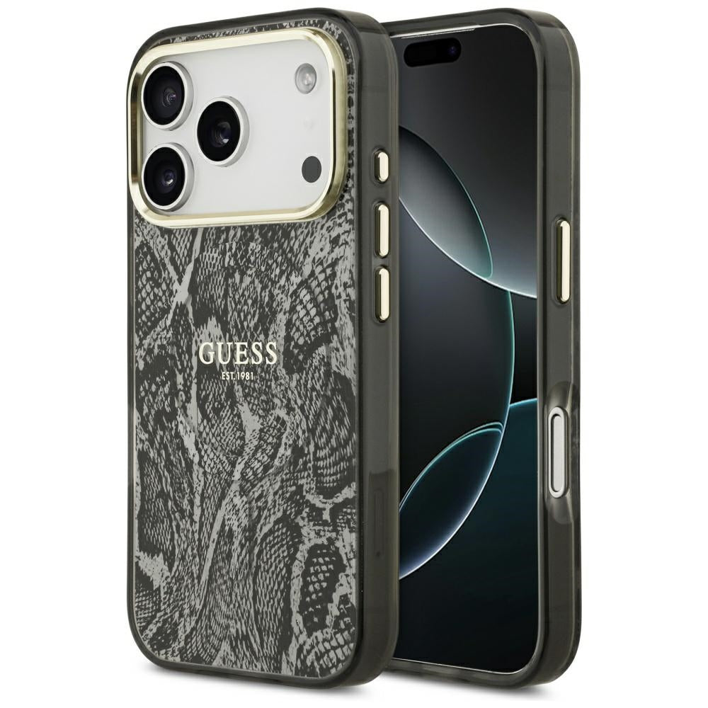 Étui MagSafe pour Apple iPhone 17 Pro, Guess, Motif Python, Noir