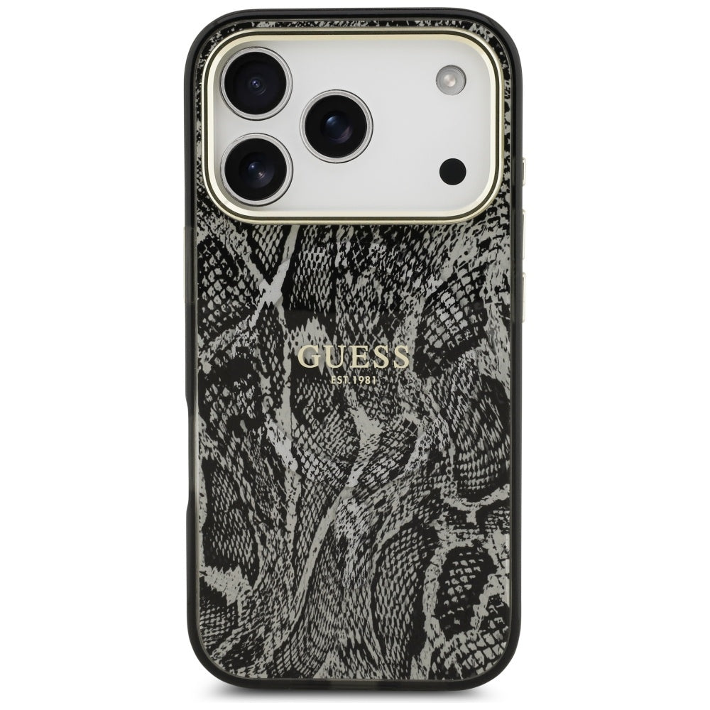 Étui MagSafe pour Apple iPhone 17 Pro, Guess, Motif Python, Noir