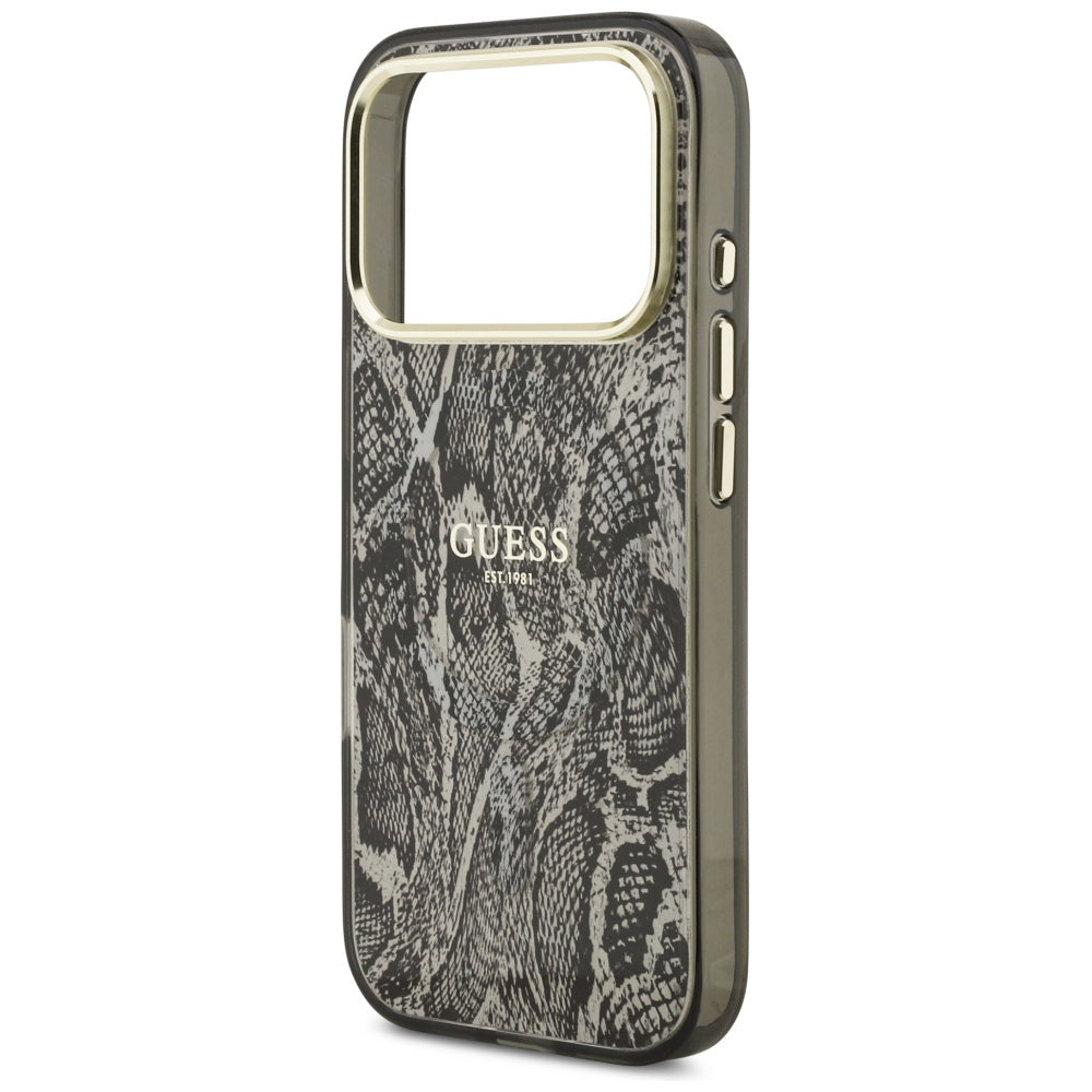 Étui MagSafe pour Apple iPhone 17 Pro, Guess, Motif Python, Noir