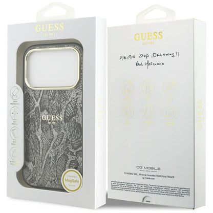 Étui MagSafe pour Apple iPhone 17 Pro, Guess, Motif Python, Noir