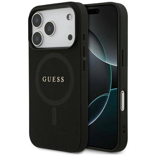 MagSafe hoesje voor Apple iPhone 17 Pro, Guess, Saffiano Classic Logo, Zwart
