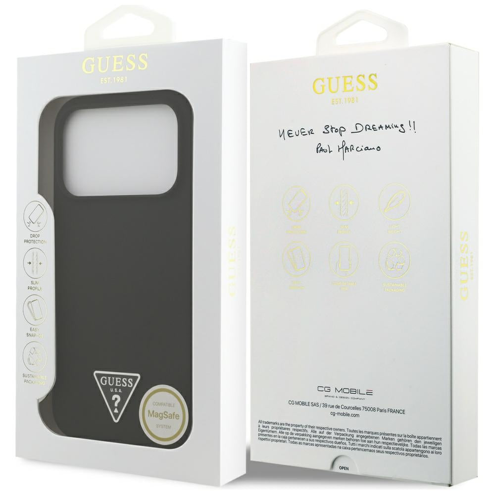 Étui MagSafe pour Apple iPhone 17 Pro, Guess, Logo Triangle, Noir