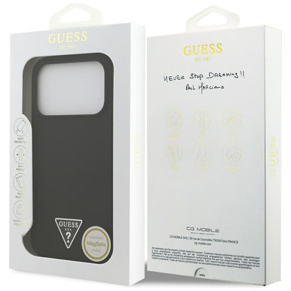 Étui MagSafe pour Apple iPhone 17 Pro, Guess, Logo Triangle, Noir