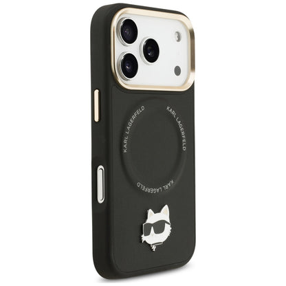 MagSafe hoes voor Apple iPhone 17 Pro, Karl Lagerfeld, Big Strap Choupette Metal Logo, Zwart