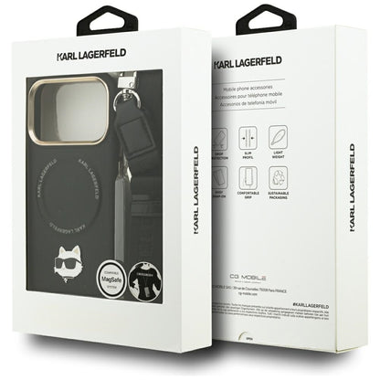 MagSafe hoes voor Apple iPhone 17 Pro, Karl Lagerfeld, Big Strap Choupette Metal Logo, Zwart