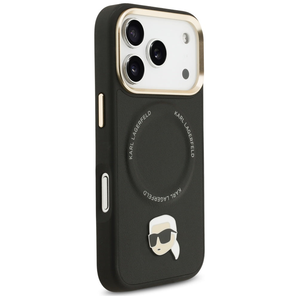 MagSafe hoes voor Apple iPhone 17 Pro, Karl Lagerfeld, Big Strap Karl Metal Logo, Zwart