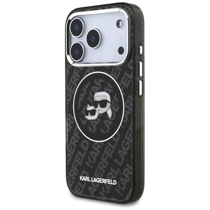 MagSafe Hülle für Apple iPhone 17 Pro, Karl Lagerfeld, Glitter Karl & Choupette Head, Schwarz
