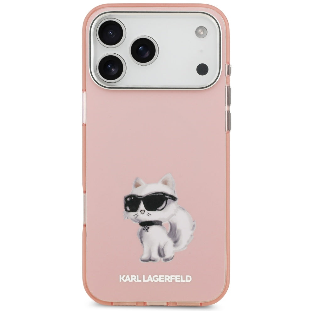 MagSafe hoesje voor Apple iPhone 17 Pro, Karl Lagerfeld, IML Aquarelle Logo Choupette, Roze