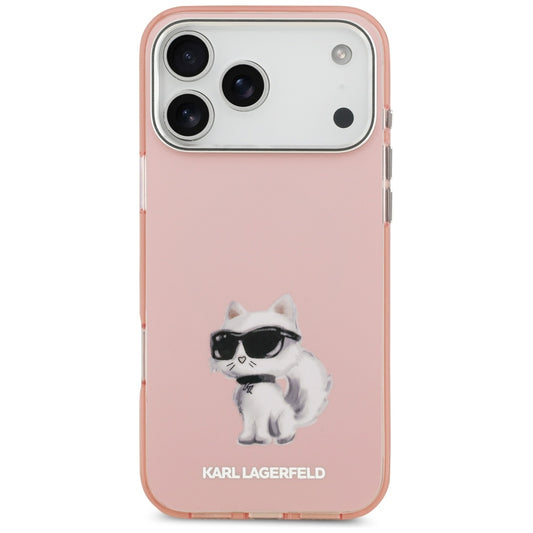 MagSafe Hülle für Apple iPhone 17 Pro, Karl Lagerfeld, IML Aquarelle Logo Choupette, Rosa