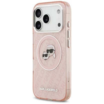 MagSafe hoesje voor Apple iPhone 17 Pro, Karl Lagerfeld, IML Glitter Karl & Choupette's Heads, Roze