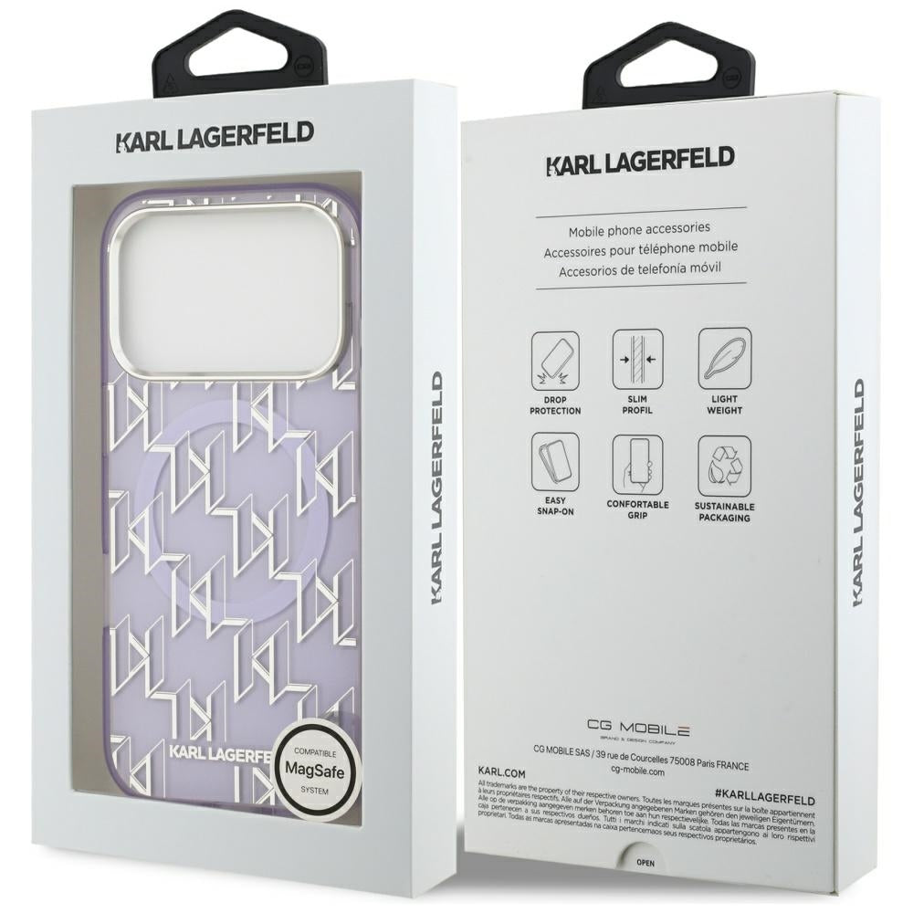 MagSafe hoesje voor Apple iPhone 17 Pro, Karl Lagerfeld, IML KL Monogram, Paars