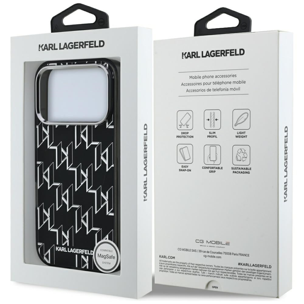 MagSafe hoesje voor Apple iPhone 17 Pro, Karl Lagerfeld, IML KL Monogram, Zwart