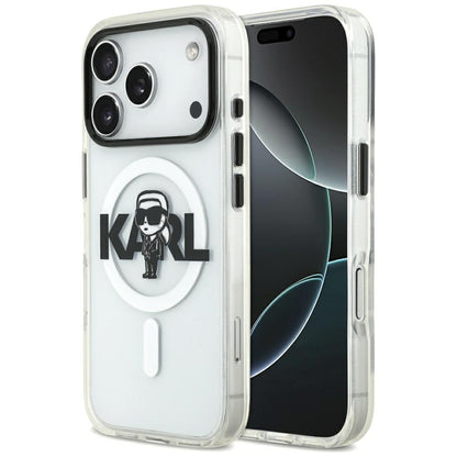 MagSafe Hülle für Apple iPhone 17 Pro, Karl Lagerfeld, IML Sketch Logo Karl, Transparent