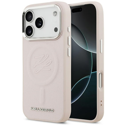 MagSafe hoesje voor Apple iPhone 17 Pro, Karl Lagerfeld, Initial & Metal Logo, Roze