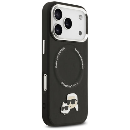 Coque MagSafe pour Apple iPhone 17 Pro, Karl Lagerfeld, Karl & Choupette Pins, Noire