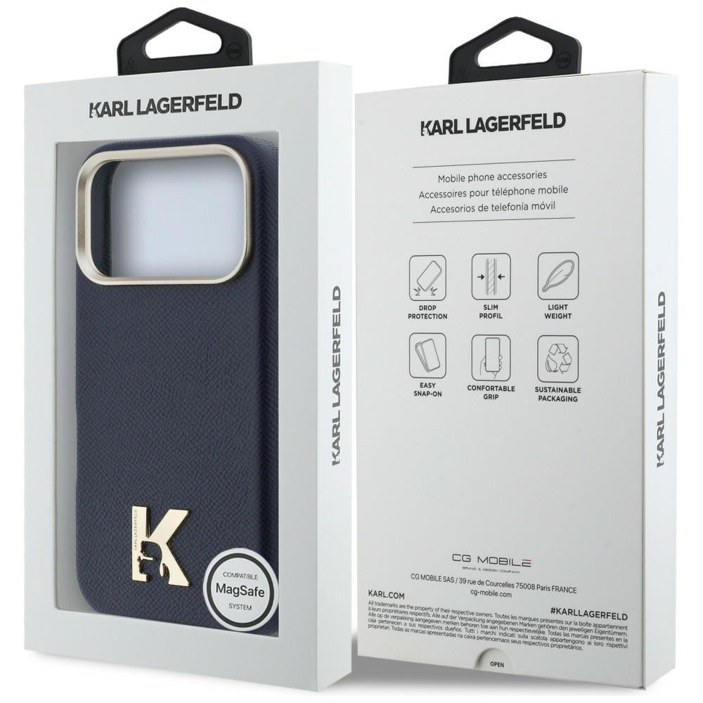 Coque MagSafe pour Apple iPhone 17 Pro, Karl Lagerfeld, Logo Karl Head, Bleue