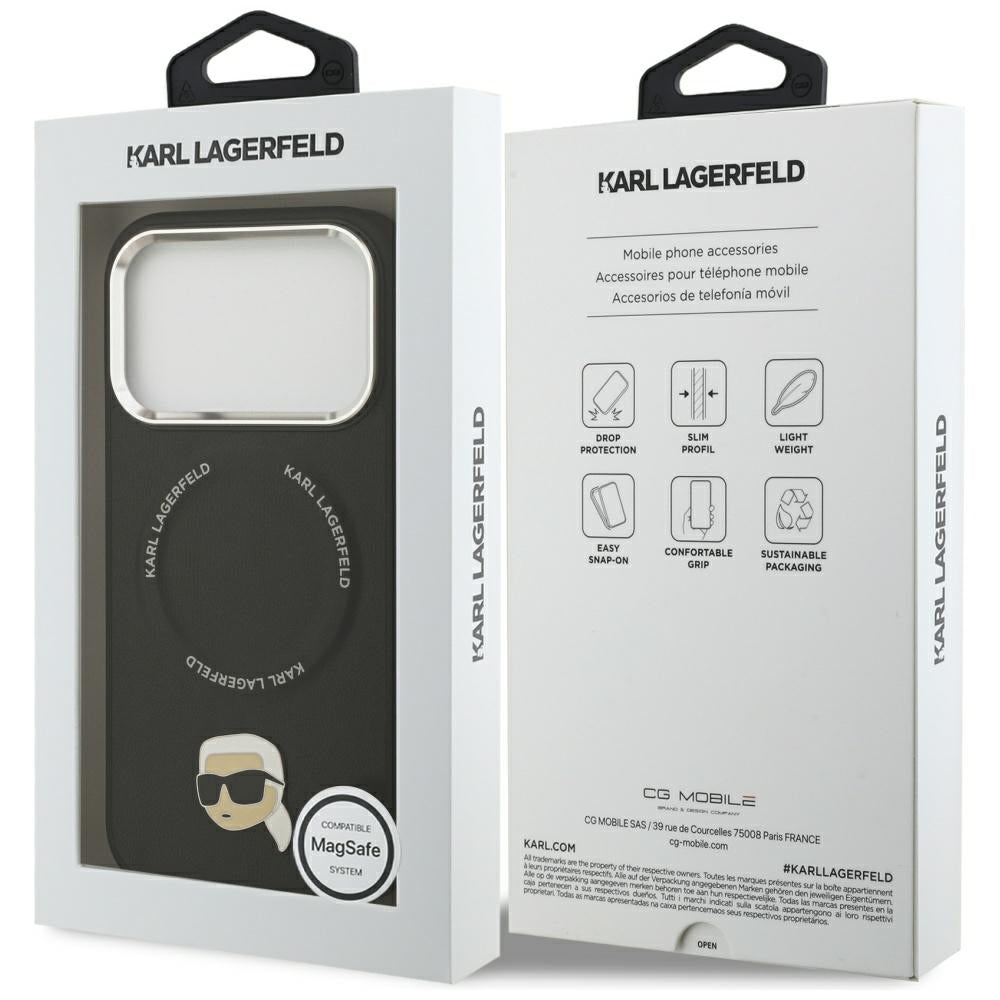 MagSafe hoes voor Apple iPhone 17 Pro, Karl Lagerfeld, Karl Pin, Zwart